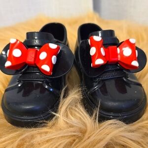 Mini Melissa Black Sneakers with Red Polka Dot Bow